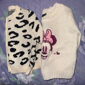 Disney Black and White Leopard Print & Cream Minnie Mouse Sweater Set